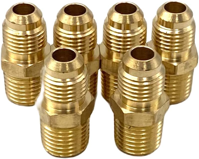 Bumugufu 6 Pcs Brass Couples Tube Fittings, 5/16 Inch Flare to 1/4 Inch NPT Male Tube Fittings for LP and Natural Gas and Fuel System - Image 3
